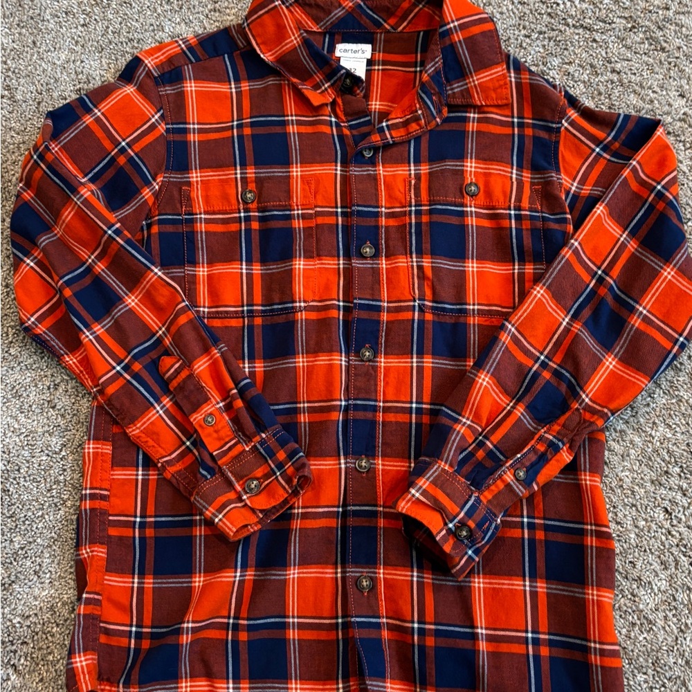 Carter's Kids Red and Blue Plaid Button Down Shirt